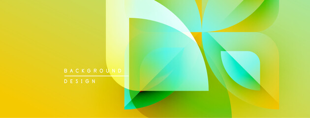 Poster - Abstract geometric composition. Vivid gradients blend yellow, green, turquoise hues. Modern design evokes energy, flow, dynamism.