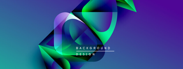 Poster - Abstract vibrant design. Flowing shapes blend blues, greens, purples. Modern aesthetic suitable for backgrounds, presentations.