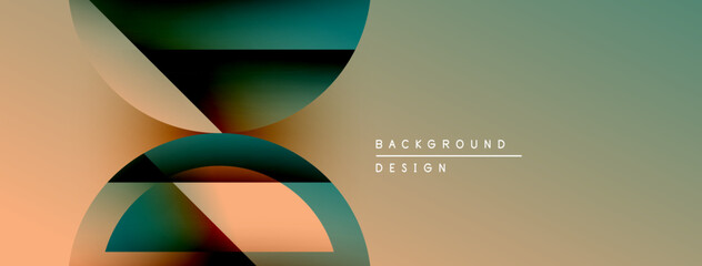 Poster - Abstract shapes overlap, creating gradient color transitions. Minimalist design with text elements for background or header use.