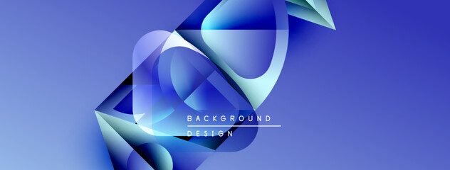Poster - Abstract blue design features flowing shapes, gradients, lines. Modern background with text overlaybackground, design.