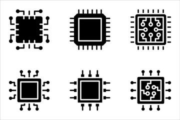 Fototapete - processor icon set, micro chip processor icon vector element design template web, vector illustration on white background