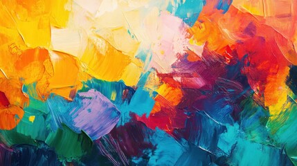 Poster - This vibrant abstract acrylic painting showcases dynamic brush strokes and a rich palette of colors, perfect for background or decorative use.