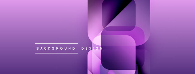 Aufkleber - Abstract purple gradient background. Geometric shapes overlap creating modern design. Text reads background design. Minimalist aesthetic.