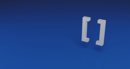 Poster - Isolated realistic white square brackets symbol with shadow. Located on the right side of the scene. 3d illustration on transparent background
