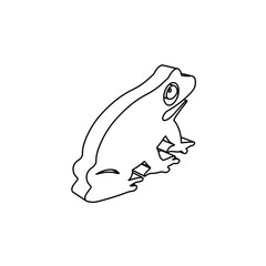 Poster - The outline of a large funny frog is made with black lines. 3D view of the object in perspective. Vector illustration on white background