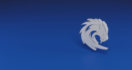 Poster - Isolated realistic white dragon's head symbol with shadow. Located on the right side of the scene. 3d illustration on transparent background
