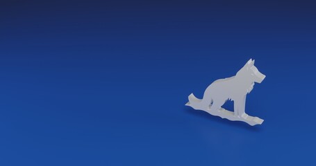 Poster - Isolated realistic white wild wolf symbol with shadow. Located on the right side of the scene. 3d illustration on transparent background