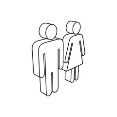 Poster - The outline of a large man with woman symbol is made with black lines. 3D view of the object in perspective. Vector illustration on white background