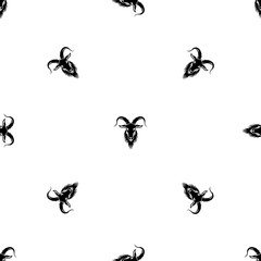Aufkleber - Seamless pattern of repeated black goat symbols. Elements are evenly spaced and some are rotated. Illustration on transparent background