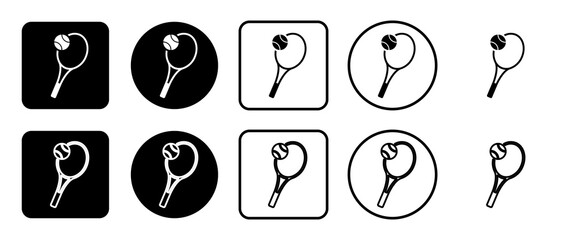 Poster - Icon set of tennis symbol. Filled, outline, black and white icons set, flat style.  Illustration on transparent background