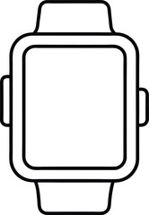 Poster - Simple outline drawing of a modern smartwatch with a blank screen isolated on white background