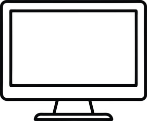 Poster - Simple black outline of a computer monitor with a blank screen isolated on white background