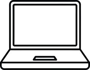 Poster - Simple black line drawing of an open laptop computer isolated on white background
