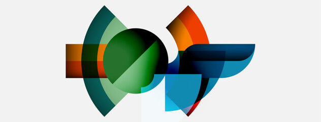 Poster - Abstract shapes overlap, creating dynamic composition. Colors blend, forming interesting visual effect. Modern design, clean aesthetic.