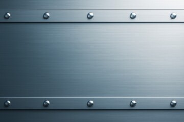 Poster - Brushed metallic background with rivets and empty center space for copy or branding in industrial style concept.