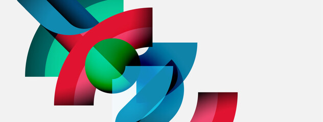 Poster - Abstract ribbons intertwine, creating dynamic colorful composition. Smooth gradients suggest movement, depth, modern design aesthetic.