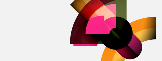 Poster - Abstract colorful shapes overlap, creating dynamic composition. Bright hues blend, forming interesting visual effect. Modern design.