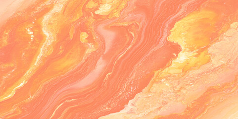 Poster - Abstract design reminiscent of polished marble or a fluid watercolor painting. Golden-orange streaks and veins weave through the pattern warm design, luxurious contrast that highlights the pattern.