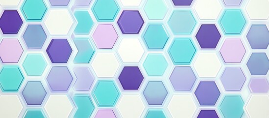Poster - A futuristic hexagonal pattern in glowing violet cyan and soft white with a digital high-tech finish that pops with energy