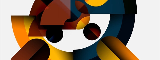 Poster - Abstract geometric composition. Shapes overlap, creating dynamic visual interest. Warm, cool colors blend seamlessly. Modern design.