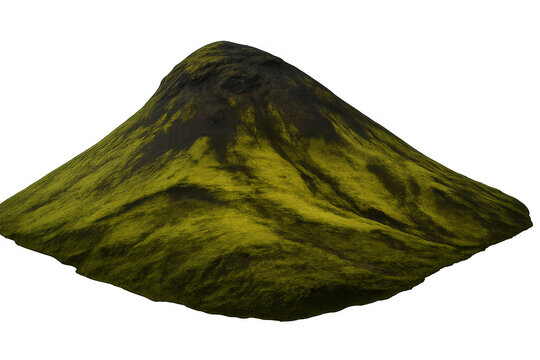 3d rendered mossy green hill, isolated on transparent background, suitable for graphic design and digital compositions