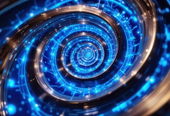 Poster - Engaging blue digital swirl background for computer screens and devices