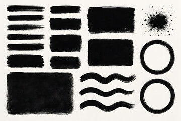 Poster - Ink Brush Stroke: A curated collection of unique ink strokes, featuring various shapes, textures, and intensities, designed for artistic expression and versatile design applications.