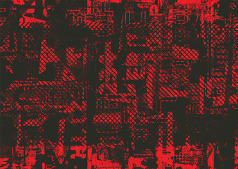 Leinwandbilder - Glitch distorted geometric shape . Noise destroyed logo . Trendy defect error shapes . Glitched frame .Grunge textured . Distressed effect .Vector shapes with a halftone dots screen print texture. 