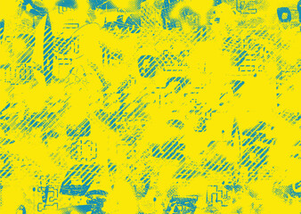 Leinwandbilder - Glitch distorted geometric shape . Noise destroyed logo . Trendy defect error shapes . Glitched frame .Grunge textured . Distressed effect .Vector shapes with a halftone dots screen print texture. 