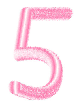 3d number 5 made of pink five