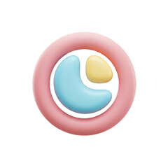 Poster - Abstract 3d geometric shape with pastel colors isolated on transparent background