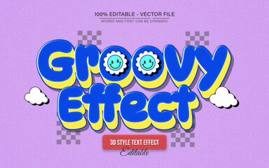 Fototapete - Classic Retro Vintage Blue Groovy 3D Text Effect for Poster, Logo and T-Shirt Template