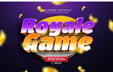 Fototapete - Royale Game Golden 3D Text Effect for Poster, Logo and T-Shirt Template