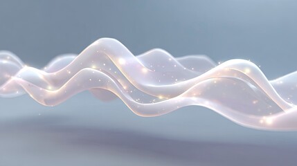 Fototapete - Glowing wave pattern resembling sound waves in white on a soft abstract digital background