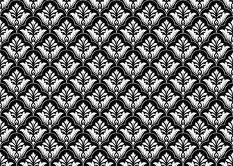Aufkleber - Flower geometric pattern. Seamless vector background. White and black ornament.