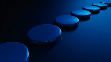 Poster - Abstract blue ovals creating a dynamic visual flow. Modern art background for technology, or digital design.