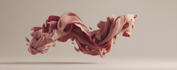 Aufkleber - Abstract flowing fabric in shades of pink and beige against a neutral background in a studio shot