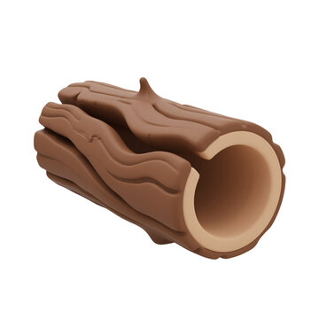 Hollow brown log isolated on transparent background
