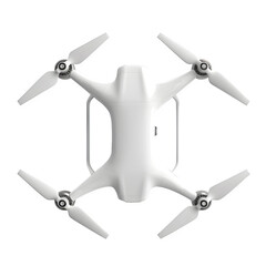 Fototapete - modern white quadcopter drone compact design isolated pure background, minimal soft shadow top down view clean png stock stock image design easy creative project use simple art asset download digitalx