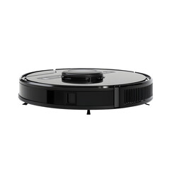 Aufkleber - hyper realistic robotic vacuum low profile black robot lidar, dome isolated pure white background subtle soft shadow clean design easy creative project use simple art asset download digital graphic wa