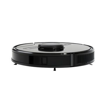 hyper realistic robotic vacuum low profile black robot lidar, dome isolated pure white background subtle soft shadow clean design easy creative project use simple art asset download digital graphic wa