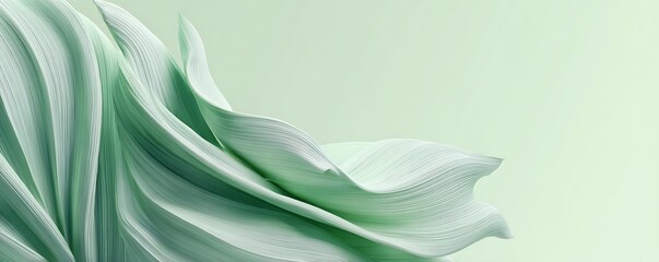 Poster - Abstract light green fabric folds and waves creating a soft and flowing background design element