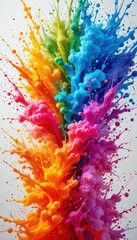 Leinwandbilder - Colorful splashes of paint creating vibrant abstract patterns for phone backgrounds