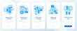 © IMG visuals icons - Types of gap analysis blue onboarding mobile app screen. Data research. Walkthrough 5 steps editable graphic instructions with linear concepts. UI, UX, GUI. Montserrat SemiBold, Regular fonts used