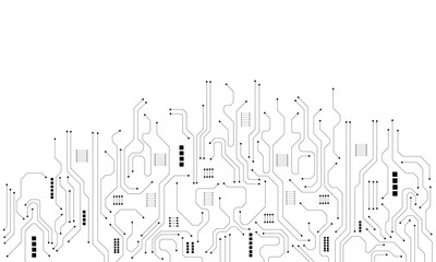Aufkleber - Black circuit diagram on white background. High-tech circuit board connection system.Vector abstract technology on white background.