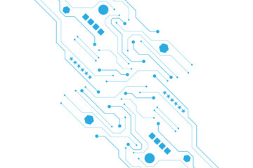 Aufkleber - Technology blue circuit diagram on white background. High-tech circuit board connection system.Vector abstract technology on white background.