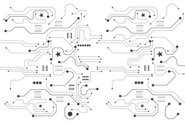 Aufkleber - Technology digital circuit board background. Technology black circuit diagram. High-tech connection system on a white background.