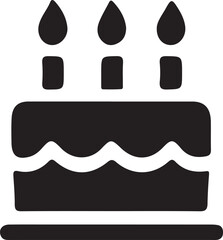 Poster - A simple black and white cake illustration with three candles