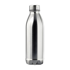 Fototapete - hyper realistic stainless water bottle perfect side profile view, isolated pure white background subtle soft shadow clean studio mockup element texture background photo resource stock image design eas