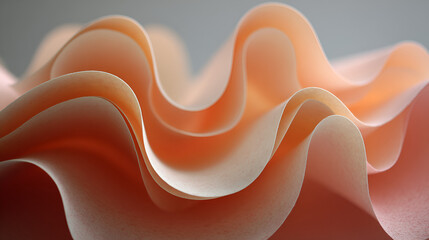 Poster - Abstract Peach Paper Waves Forming a Minimalist and Elegant Background